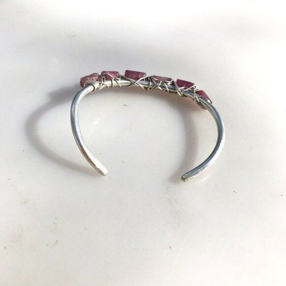 Pink Tourmaline Natural Sterling Silver Cuff Bracelet Gemstone Untreated 925 - Picture 7 of 10